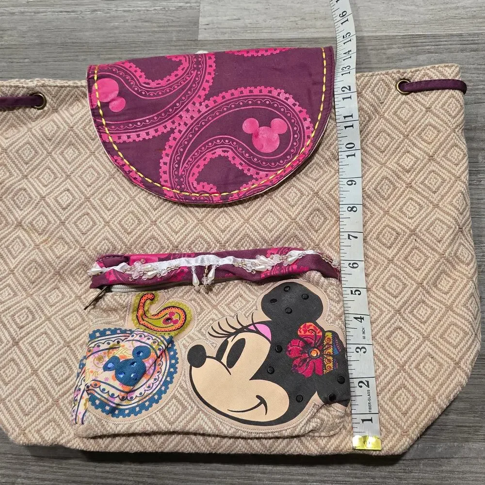 Walt Disney Parks Minnie Mouse Drawstring Beaded Shoulder Bag